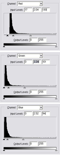 Histogram of raw image.