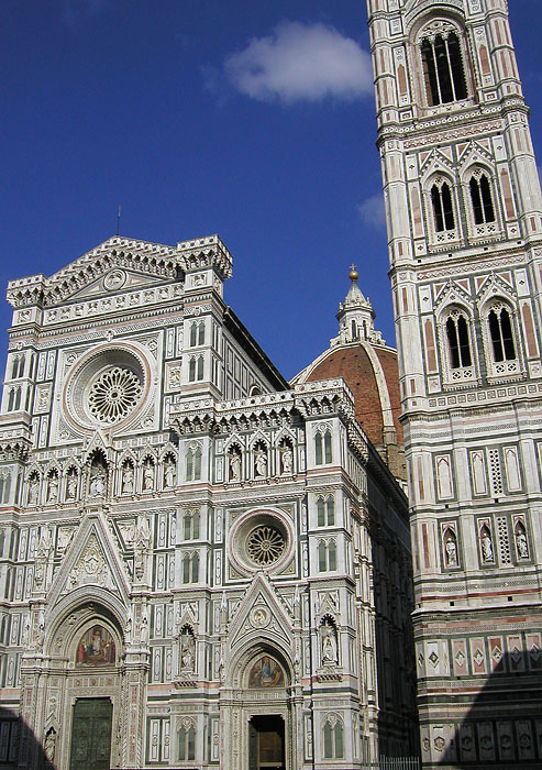 The gothic facade of the Duomo in Florence 