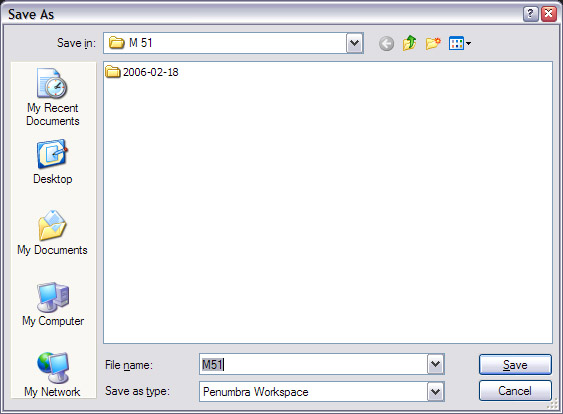 Penumbra's Save As dialog box